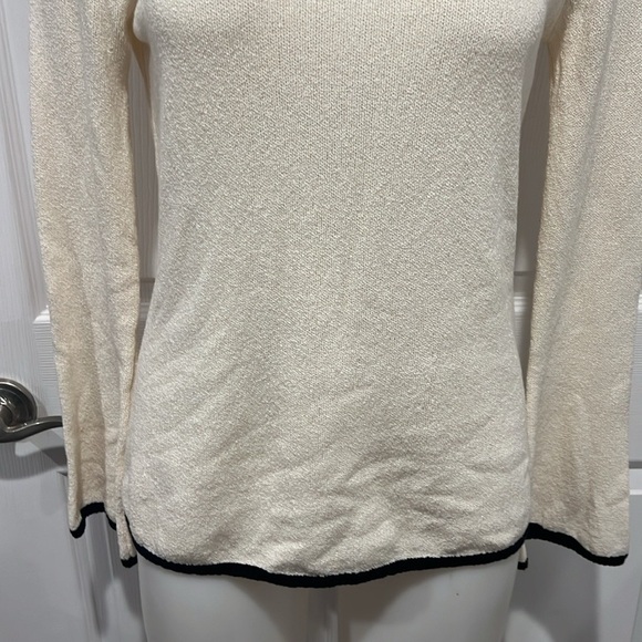 Massimo Dutti women’s cotton blend cream trimmed in black sweater size Small - Picture 4 of 7